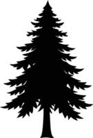 A black and white silhouette of a pine tree vector