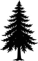 A black and white silhouette of a pine tree vector