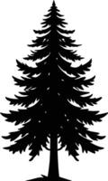 un negro y blanco silueta de un pino árbol vector