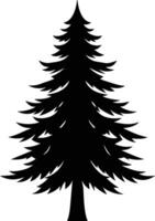 A black and white silhouette of a pine tree vector