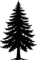 A black and white silhouette of a pine tree vector