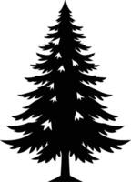 A black and white silhouette of a pine tree vector