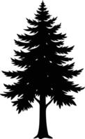 A black and white silhouette of a pine tree vector