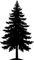 A black and white silhouette of a pine tree vector