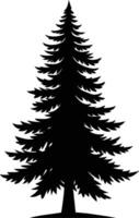 A black and white silhouette of a pine tree vector