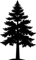 A black and white silhouette of a pine tree vector