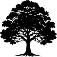 Oak tree silhouette black on white background vector