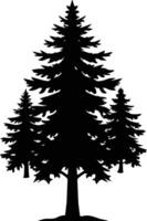 A black and white silhouette of a pine tree vector