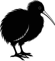 A black and white silhouette of a kiwi bird vector