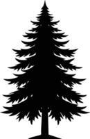 A black and white silhouette of a pine tree vector