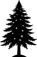 A black and white silhouette of a pine tree vector