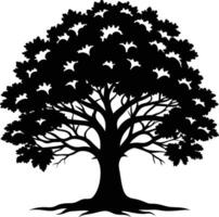 Oak tree silhouette black on white background vector