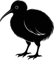 A black and white silhouette of a kiwi bird vector