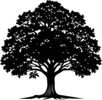 Oak tree silhouette black on white background vector