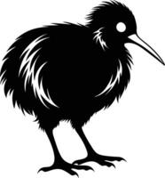 A black and white silhouette of a kiwi bird vector