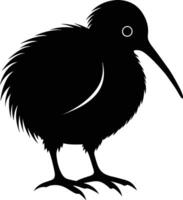 A black and white silhouette of a kiwi bird vector