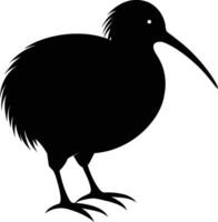 A black and white silhouette of a kiwi bird vector