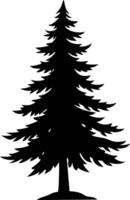 A black and white silhouette of a pine tree vector