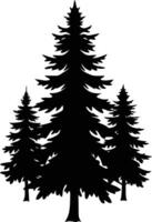 A black and white silhouette of a pine tree vector