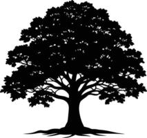 Oak tree silhouette black on white background vector