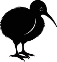 A black and white silhouette of a kiwi bird vector