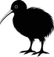 A black and white silhouette of a kiwi bird vector