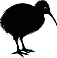 A black and white silhouette of a kiwi bird vector