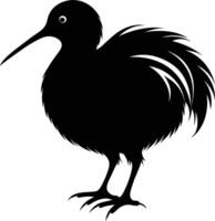 A black and white silhouette of a kiwi bird vector