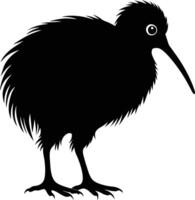 A black and white silhouette of a kiwi bird vector