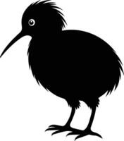 A black and white silhouette of a kiwi bird vector