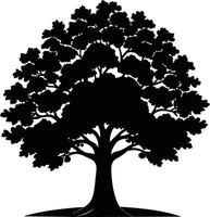 Oak tree silhouette black on white background vector