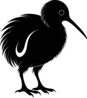 A black and white silhouette of a kiwi bird vector