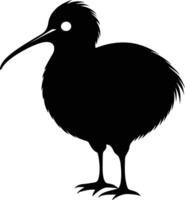 A black and white silhouette of a kiwi bird vector