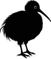 A black and white silhouette of a kiwi bird vector