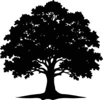 Oak tree silhouette black on white background vector