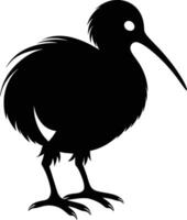 A black and white silhouette of a kiwi bird vector