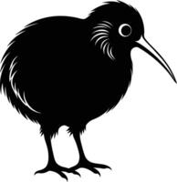 A black and white silhouette of a kiwi bird vector