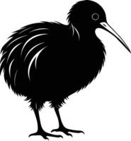 A black and white silhouette of a kiwi bird vector