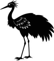 A silhouette of a crane bird standing on a white background vector