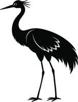 A silhouette of a crane bird standing on a white background vector