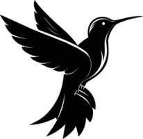 colibrí silueta negro ilustración vector