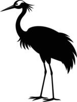 A silhouette of a crane bird standing on a white background vector