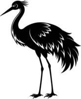 A silhouette of a crane bird standing on a white background vector