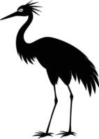 A silhouette of a crane bird standing on a white background vector