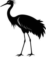 A silhouette of a crane bird standing on a white background vector