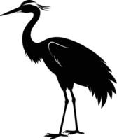 A silhouette of a crane bird standing on a white background vector