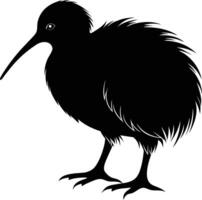 A black and white silhouette of a kiwi bird vector