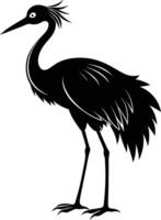 A silhouette of a crane bird standing on a white background vector