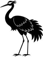 A silhouette of a crane bird standing on a white background vector