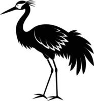 A silhouette of a crane bird standing on a white background vector